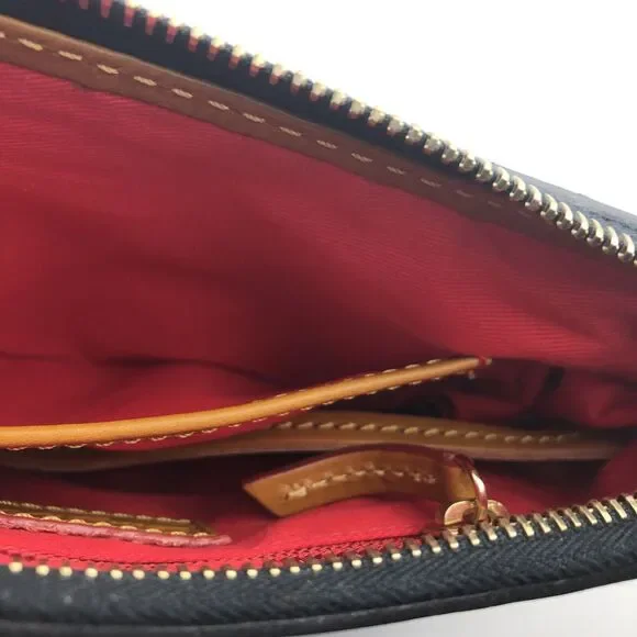 DOONEY & BOURKE 1975 Signature Purse DB Handbag black and gold with red lining - Picture 11 of 13